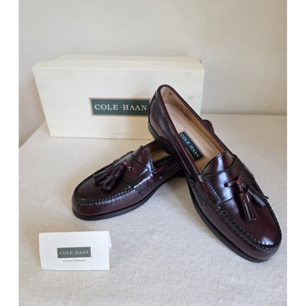 Vtg 1997 Cole Haan Pinch Tassel Loafers Burgundy Dress Shoes 9.5 D NIB Deadstock